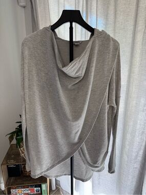 Athleta Light Heather Gray Draped Hooded Tunic
